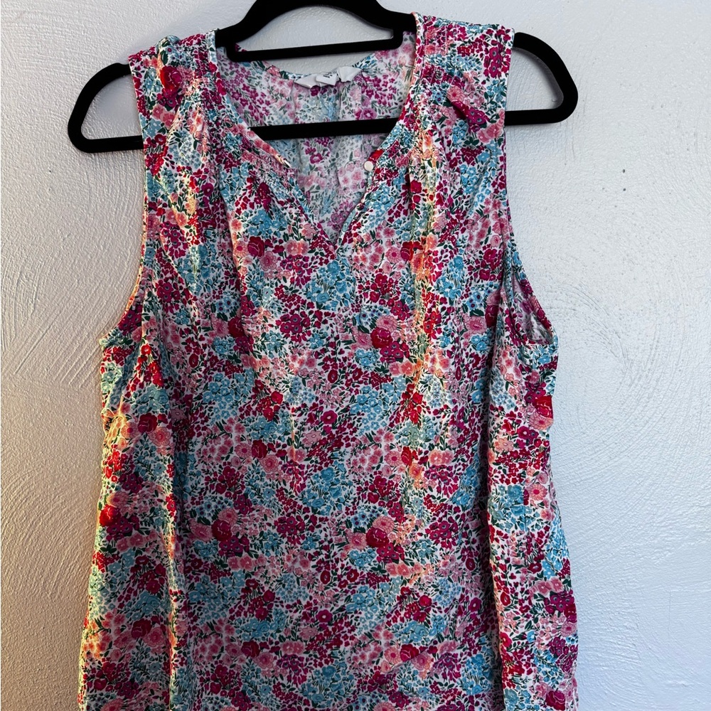 Croft & Barrow Floral Sleeveless Blouse - Pink and Blue